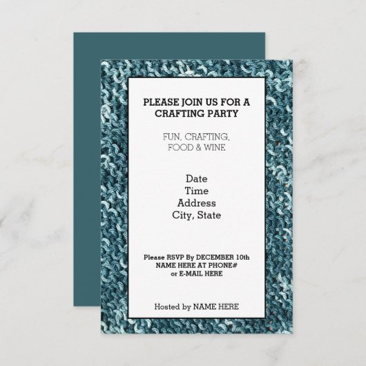 かぎ針編みデザイン作成パーティの招待状カード 招待状 (正面/裏面)