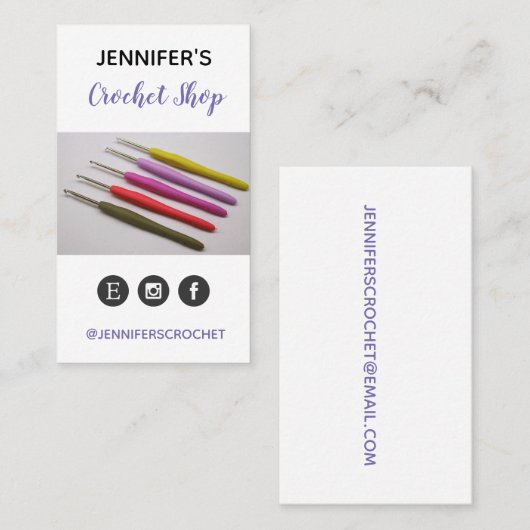 かぎ針編みホックのハンドメイドの技術 名刺 (正面/裏面)