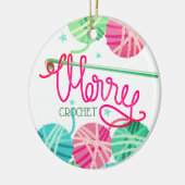 かぎ針編みホックのメリークリスマスヤーンの木のオーナメント セラミックオーナメント (左)