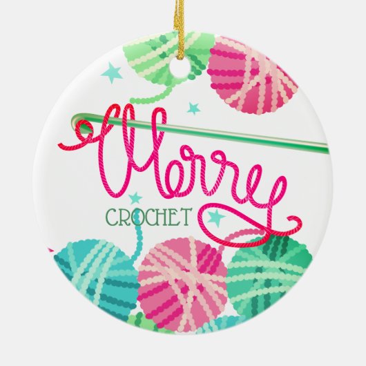 かぎ針編みホックのメリークリスマスヤーンの木のオーナメント セラミックオーナメント (裏面)