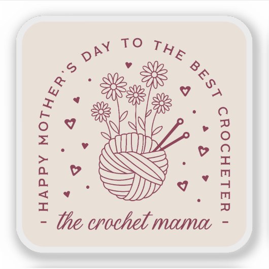 かぎ針編みママかぎ編みママ幸せなママの日 シール (正面)