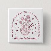 かぎ針編みママかぎ編みママ幸せなママの日 缶バッジ (正面)