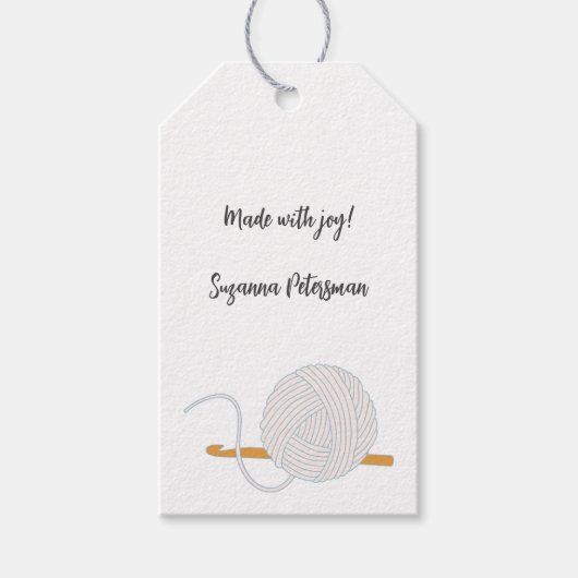 かぎ針編み手作り糸 ギフトタグ (正面)