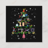 かぎ針編み機器，クリスマスツリーに覆われた光 スクエア名刺 (正面)