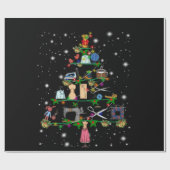 かぎ針編み機器，クリスマスツリーに覆われた光 ラッピングペーパー (フラット)