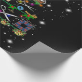 かぎ針編み機器，クリスマスツリーに覆われた光 ラッピングペーパー (角)