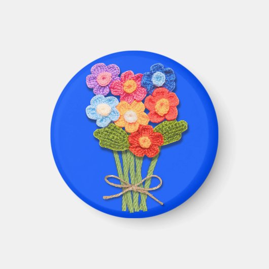 かぎ針編み花束、かぎ針愛好家。 マグネット (正面)