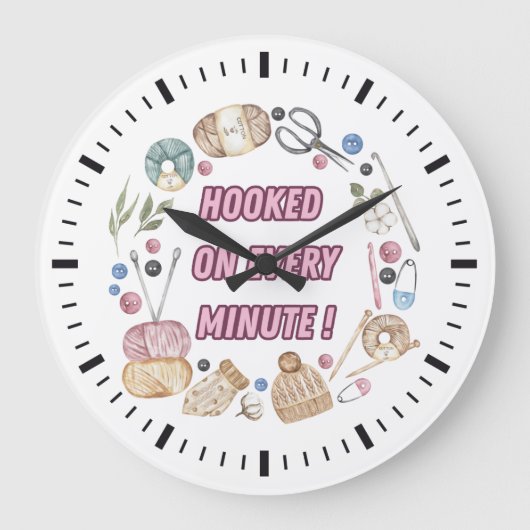 かぎ針編み要素円「毎分に引っ掛かる」 ラージ壁時計 (正面)