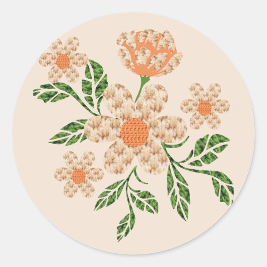 かぎ針編み風の花 ステッカー (正面)