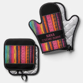 かぎ針編み！キッチンクイーンのために！オーブンミット 鍋つかみ&鍋敷きセット (正面/裏面)