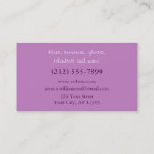 かぎ針編み-ハート形ヤーンの紫色の名刺 名刺 (裏面)