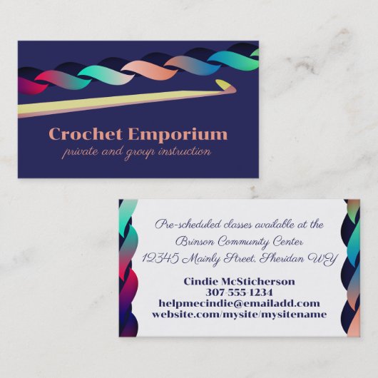 かぎ針縫い糸ステッチ糸クラフクラス 名刺 (正面/裏面)