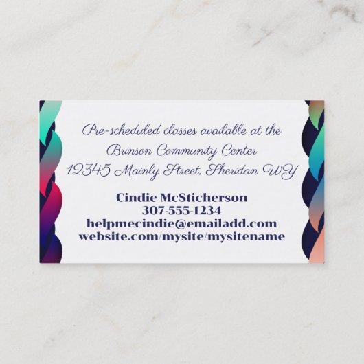 かぎ針縫い糸ステッチ糸クラフクラス 名刺 (裏面)