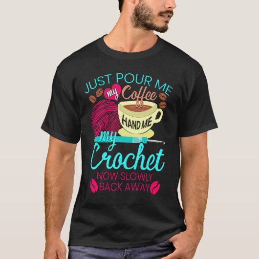 かぎ針金フックコーヒーかぎ糸編み物 Tシャツ (正面)