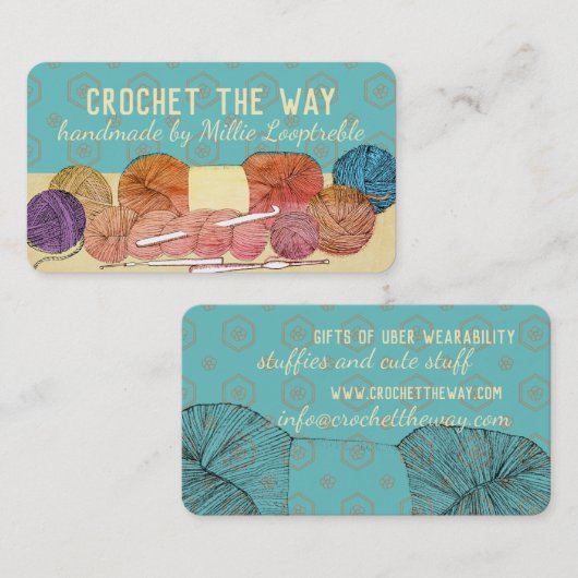 かぎ針bを用いた手引き撚り糸巻き 名刺 (正面/裏面)