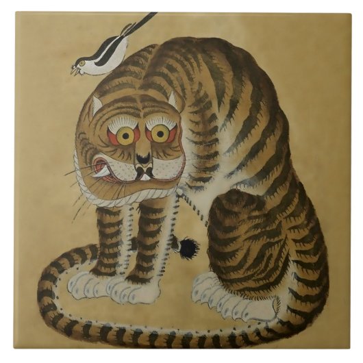 かくれている虎の民画とカササギ タイル (正面)