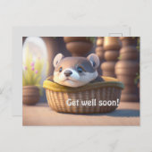 かごに入ったかわいいカワウソの赤ちゃん - 名前やメッセージを入れることができます ポストカード (正面/裏面)