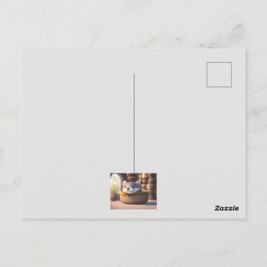 かごに入ったかわいいカワウソの赤ちゃん - 名前やメッセージを入れることができます ポストカード (裏面)