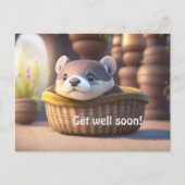 かごに入ったかわいいカワウソの赤ちゃん - 名前やメッセージを入れることができます ポストカード (正面)