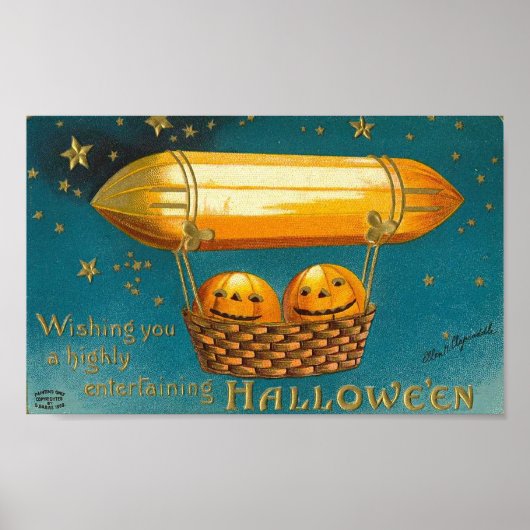 かごの中の飛んでいるかぼちゃ ポスター (正面)