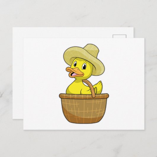 かごを持つ農夫としてのダック ポストカード (正面/裏面)