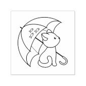 かさの下にかわいい猫の印鑑 セルフインキングスタンプ (デザイン)