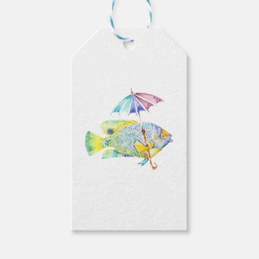 かさの付いた釣り魚 ギフトタグ (正面)