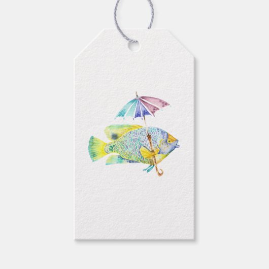 かさの付いた釣り魚 ギフトタグ (正面)