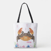 かすかな泡と水中フローラを持つカニ トートバッグ (裏面)