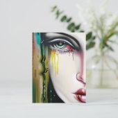 かすかに怖いが涙の出る美しい女性 ポストカード (スタンド正面)