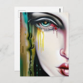 かすかに怖いが涙の出る美しい女性 ポストカード (正面/裏面)