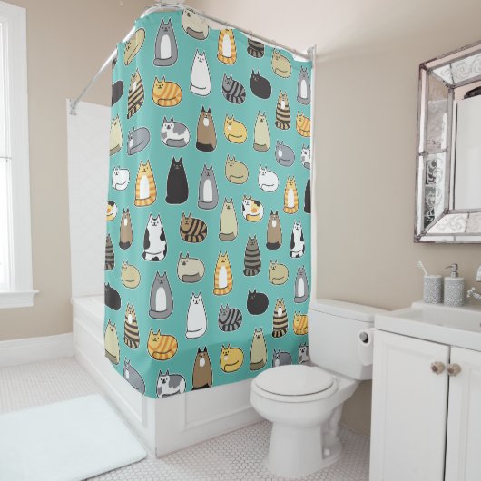 かすごいわいい猫柄、色を選ぶ シャワーカーテン (インサイチュ)