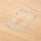 かすみ草のモノグラム植物の結婚式 アクリル招待状 (レイダウン)