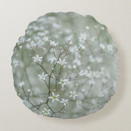 かすみ草の花の美しい自然写真 ラウンドクッション