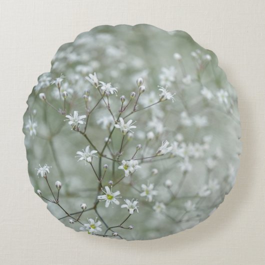 かすみ草の花の美しい自然写真 ラウンドクッション (正面)