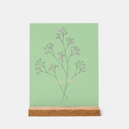 かすみ草の花 - 細い線の芸術 アクリルサイン (正面)