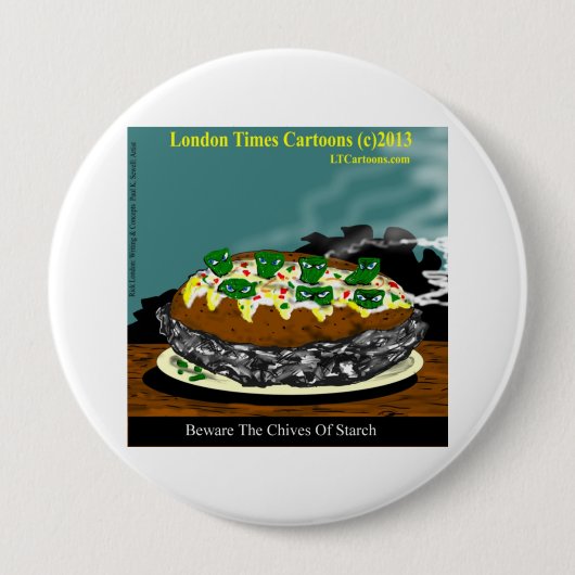 かたくり芋の子に気を付けおもしろいろ 缶バッジ (正面)