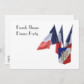 かたつむりが付いているフランスのなテーマのディナー・パーティ 招待状 (正面/裏面)