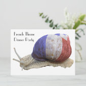 かたつむりが付いているフランスのなテーマのディナー・パーティ 招待状 (スタンド正面)