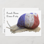かたつむりが付いているフランスのなテーマのディナー・パーティ 招待状 (正面/裏面)