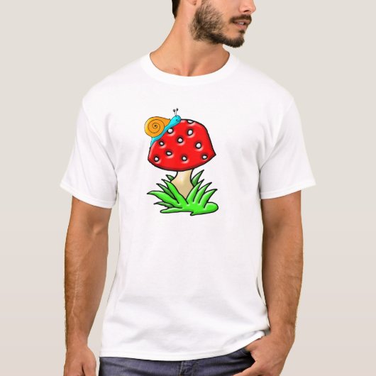 かたつむりが付いている赤いToadstool Tシャツ (正面)