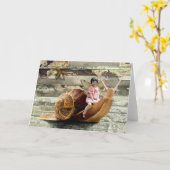 かたつむりの乗車の挨拶状 カード (黄色い花)