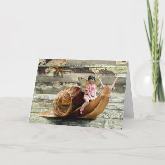 かたつむりの乗車の挨拶状 カード