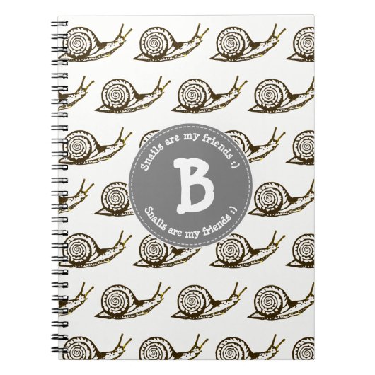 かたつむりは私の友人のモノグラムです ノートブック (正面)