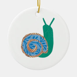 かたつむりカスタムなメッセージのオーナメント セラミックオーナメント