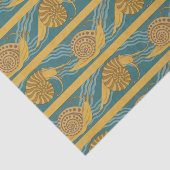 かたつむりパターンプリントのかたつむりの青く黄色いティール（緑がかった色）の金ゴールド 薄葉紙 (詳細)