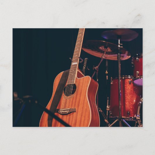 かっこいいアコースティックギター ポストカード (正面)
