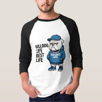 かっこいいイングリッシュブルドッグのキャラクター Tシャツ