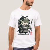 かっこいいカエル侍の墨絵デザイン Tシャツ (正面)