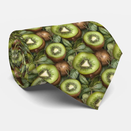 かっこいいキウイのタイル模様のフルーツ ネクタイ (ロール)